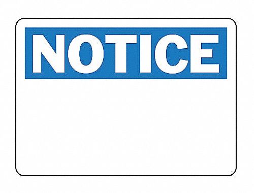 SAFETY SIGN NOTICE BLANK PLASTIC