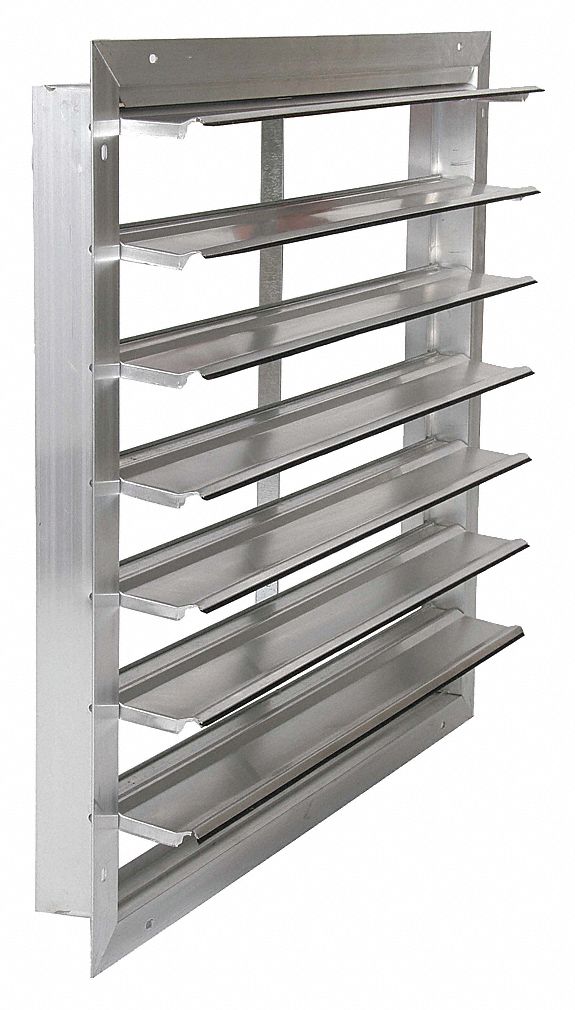 ALUMINUM WALL BACKDRAFT DAMPER, FOR 30 IN FAN, SINGLE PANEL, 33 X 33 X 3 IN, WALL