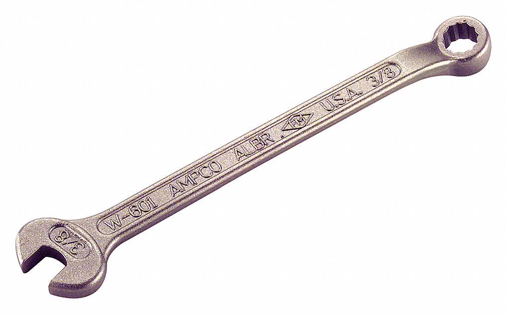 COMBINATION WRENCH, ALUMINUM BRONZE NICKEL, NATURAL, 1¾ IN HEAD SIZE, 22¾ IN OVERALL L