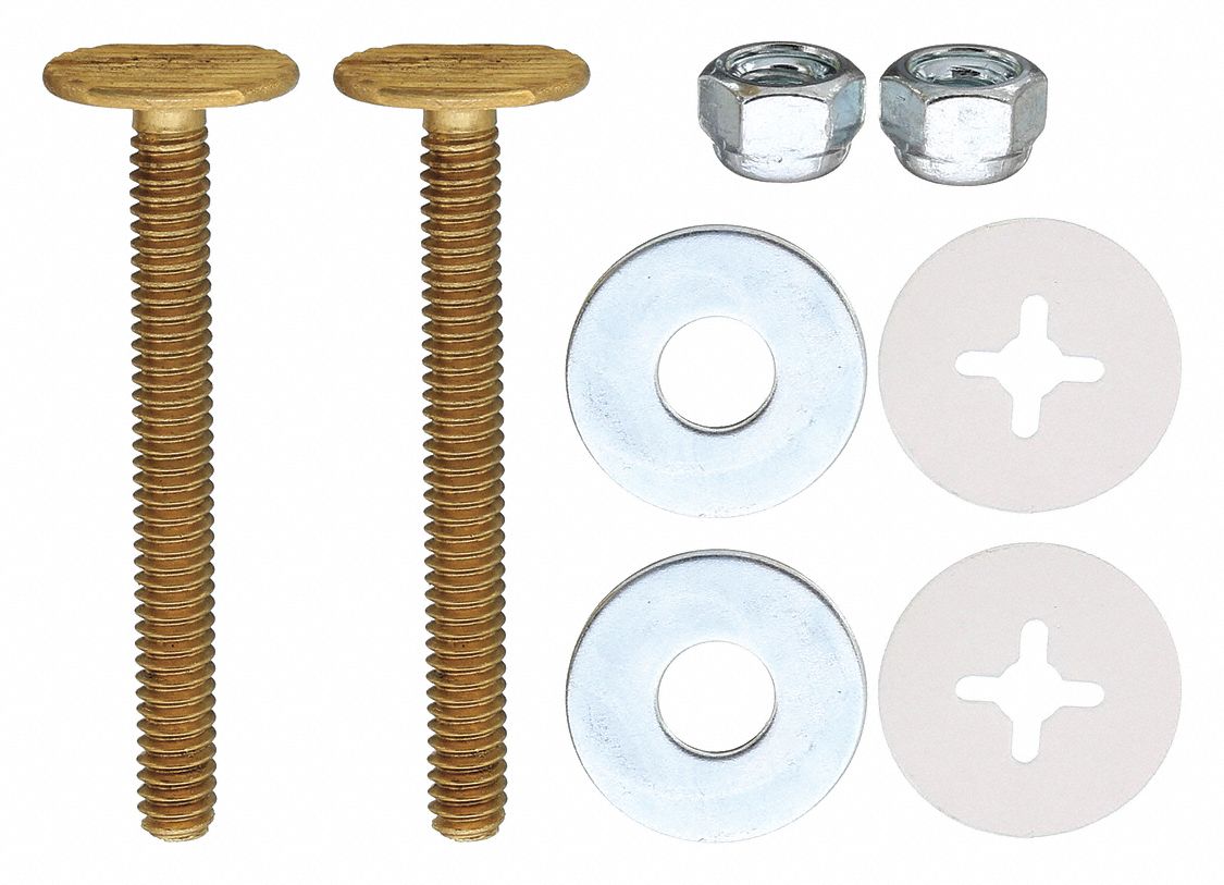 Bolts: Universal, Brass, 2 1/4 in Overall Lg