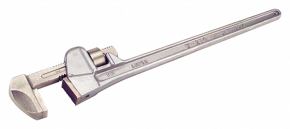 PIPE WRENCH, ALUMINUM, 2 1/2 IN JAW CAPACITY, SERRATED, 10 IN OVERALL L, I-BEAM