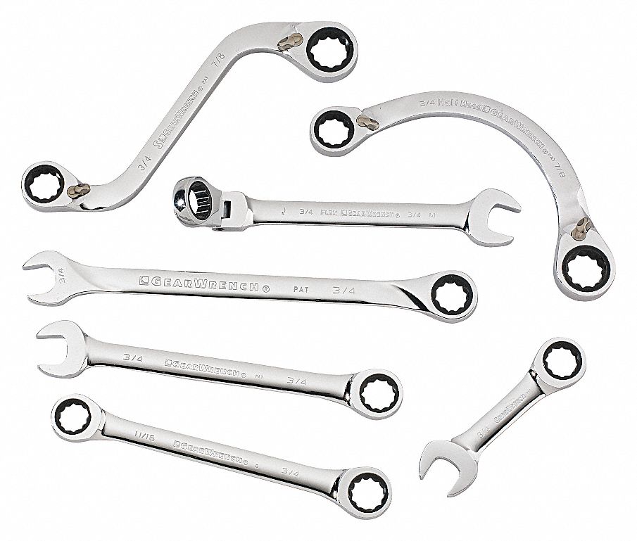 GearWrench 9701 8-Piece Flex-Head Ratcheting-Box Combo Wrench, 5