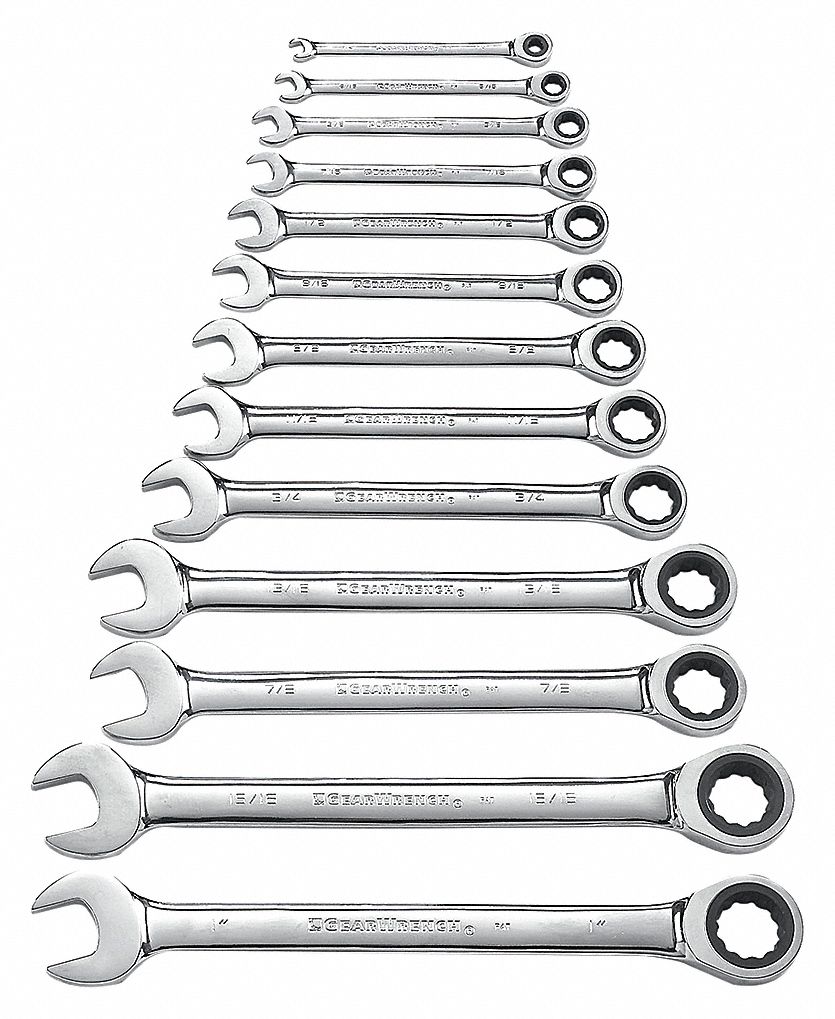 COMBINATION RATCHETING WRENCH, 13 PIECE, SAE