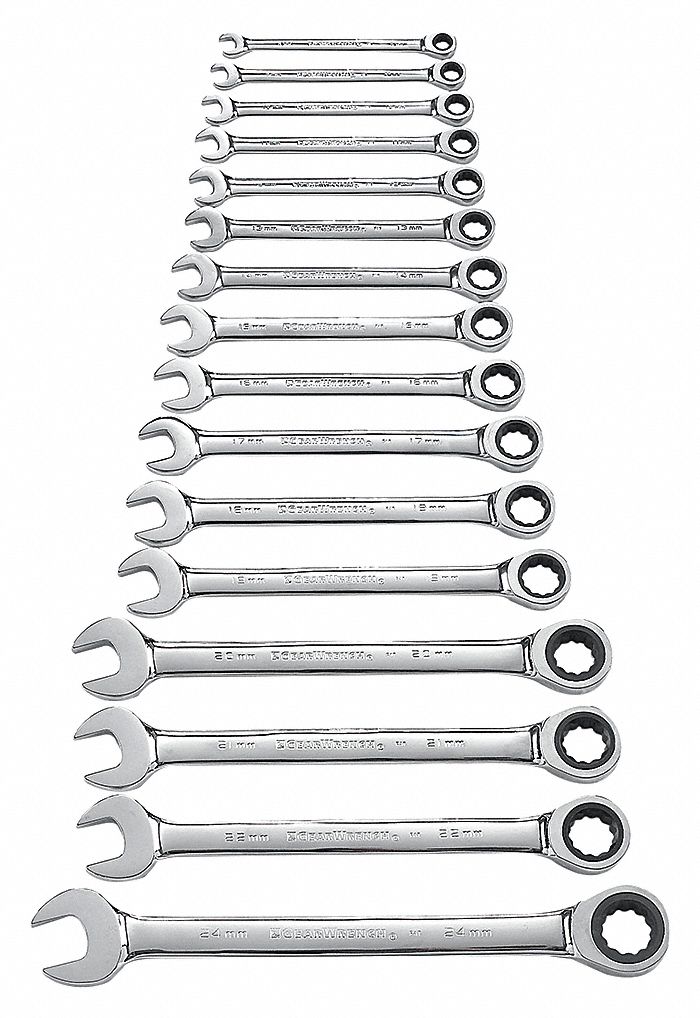 COMBINATION RATCHETINGWRENCH, 16 PIECE, METRIC
