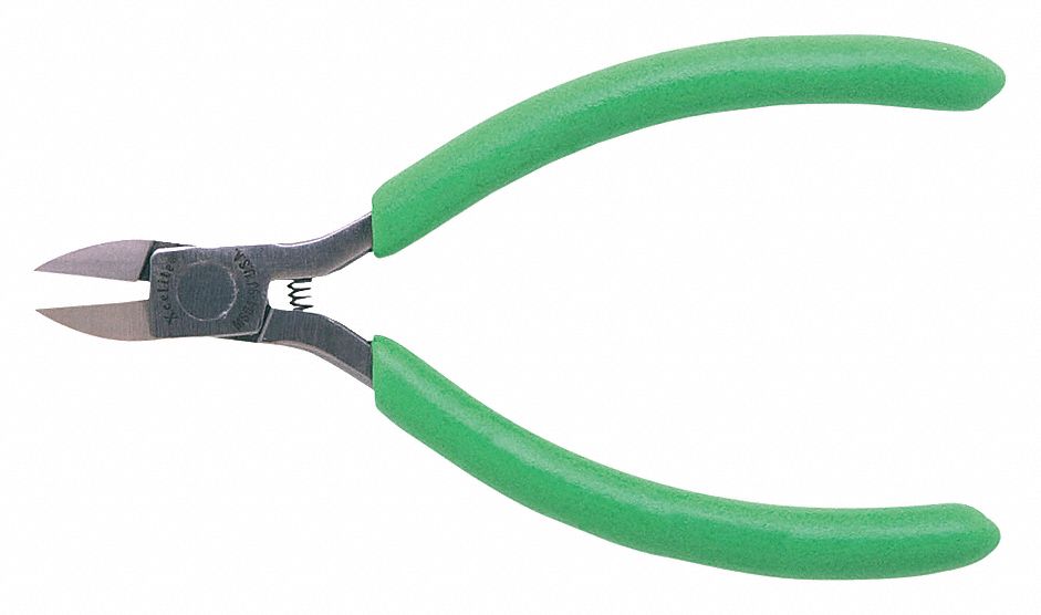 DIAGONAL CUTTING PLIER, FLUSH, STRAIGHT, OVAL, ½ IN JAW L, ½ IN JAW W, 4 IN OVERALL L