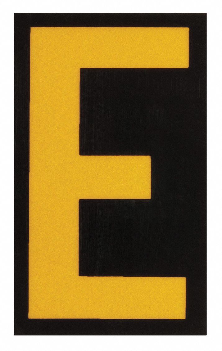 Letter Label: 1 1/2 in Character Ht, Indoor/Outdoor, Engineer-Grade Retroreflective, Yellow, 25 PK