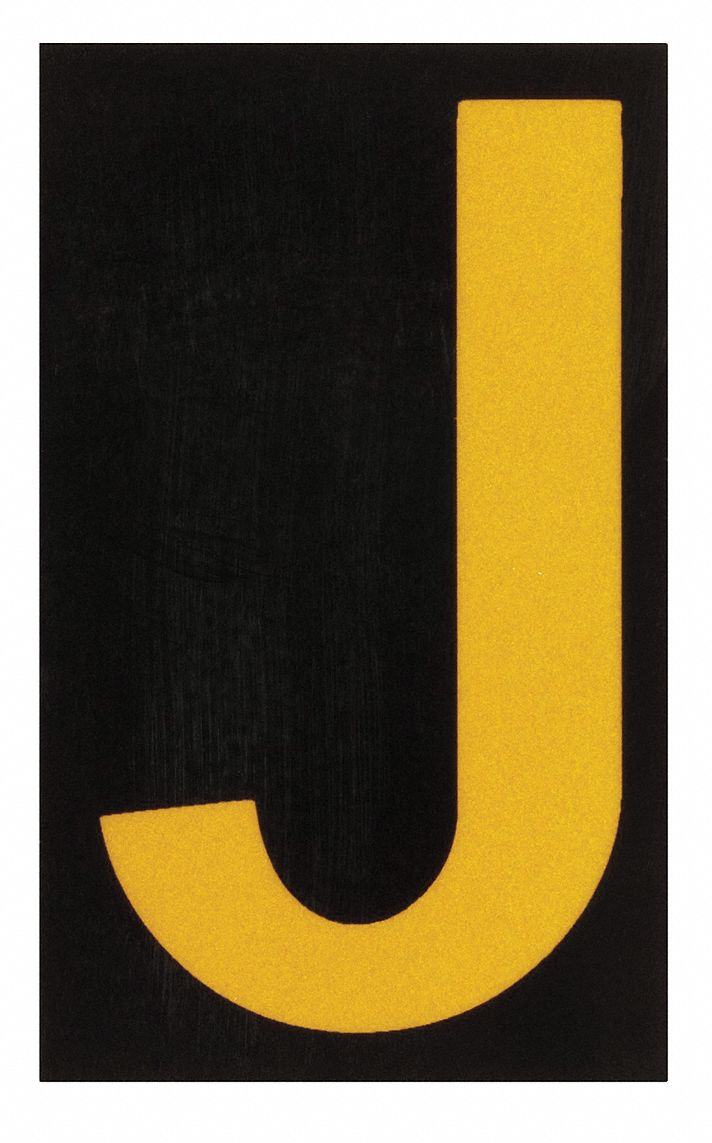 Letter Label: 1 1/2 in Character Ht, Indoor/Outdoor, Engineer-Grade Retroreflective, Yellow, 25 PK