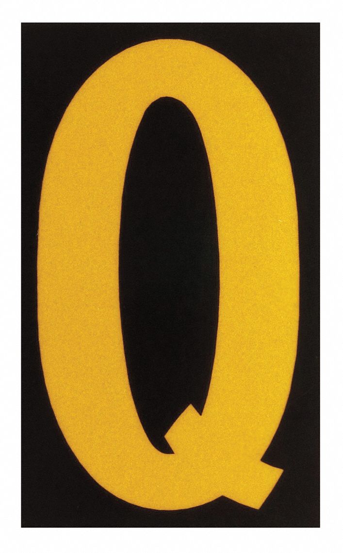 Letter Label: 1 1/2 in Character Ht, Indoor/Outdoor, Engineer-Grade Retroreflective, Yellow, 25 PK