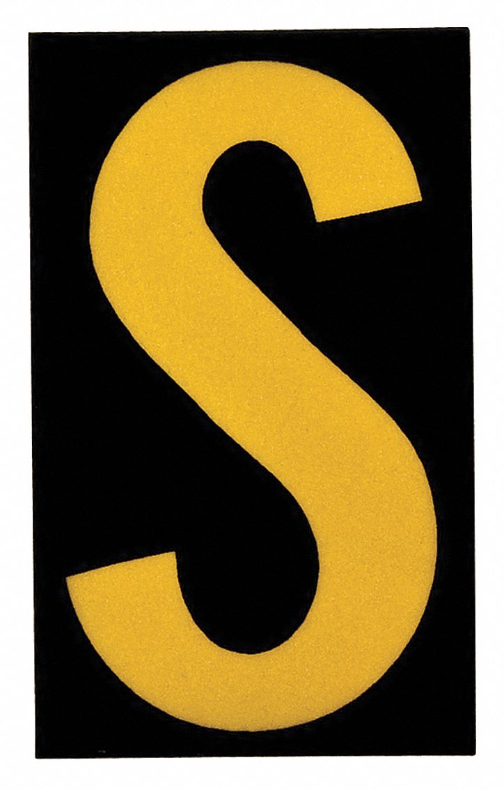 Letter Label: 1 1/2 in Character Ht, Indoor/Outdoor, Engineer-Grade Retroreflective, Yellow, 25 PK