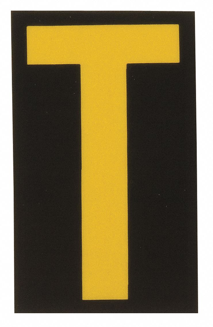 Letter Label: 1 1/2 in Character Ht, Indoor/Outdoor, Engineer-Grade Retroreflective, Yellow, 25 PK