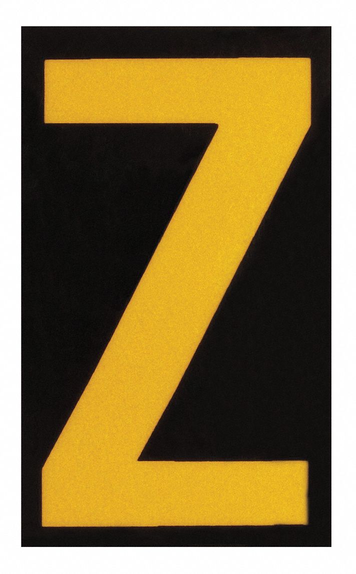 Letter Label: 1 1/2 in Character Ht, Indoor/Outdoor, Engineer-Grade Retroreflective, Yellow, 25 PK