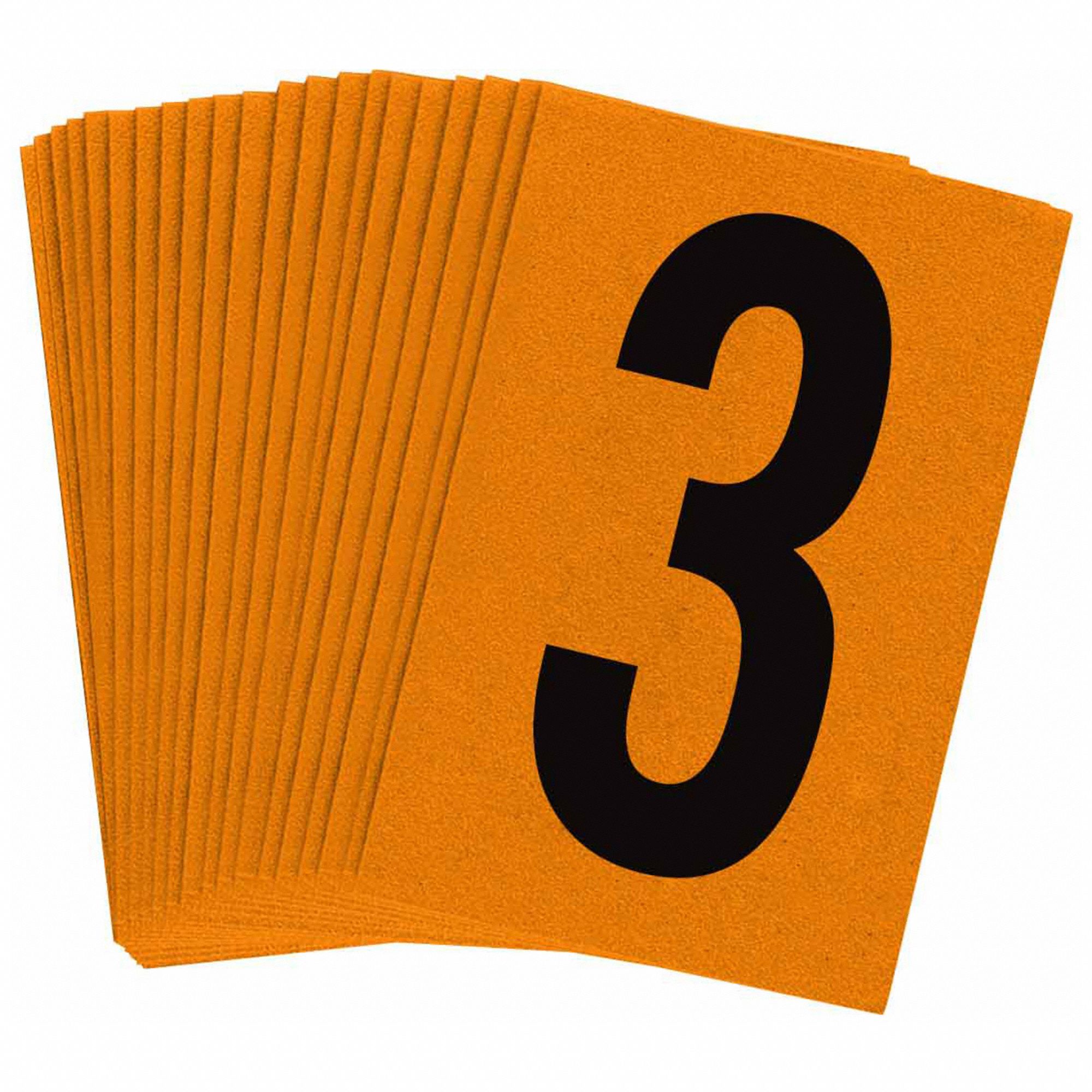 Number Label: 1 in Character Ht, Indoor/Outdoor, Engineer-Grade Retroreflective, Black, 3, 25 PK