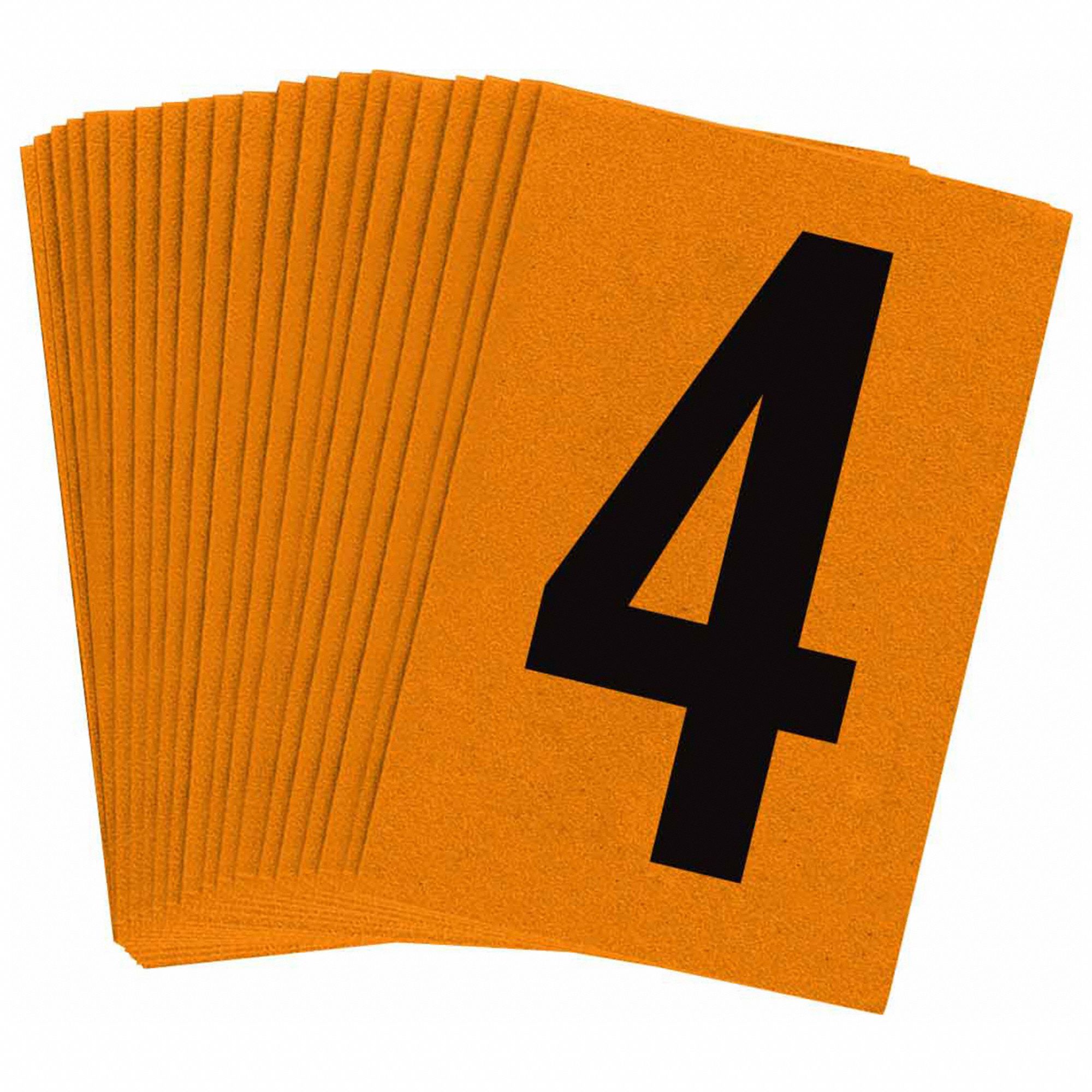 Number Label: 1 in Character Ht, Indoor/Outdoor, Engineer-Grade Retroreflective, Black, 4, 25 PK