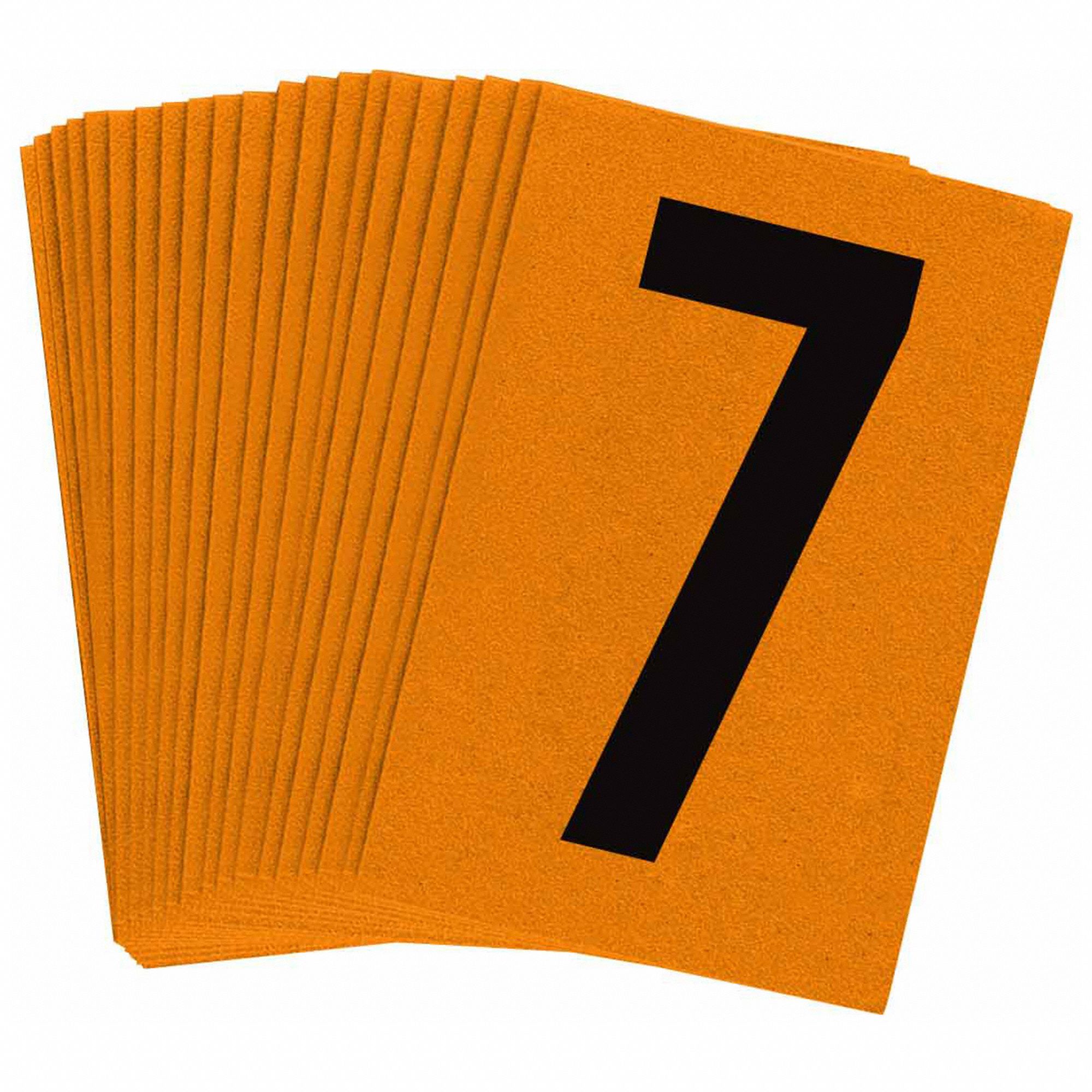 Number Label: 1 in Character Ht, Indoor/Outdoor, Engineer-Grade Retroreflective, Black, 7, 25 PK