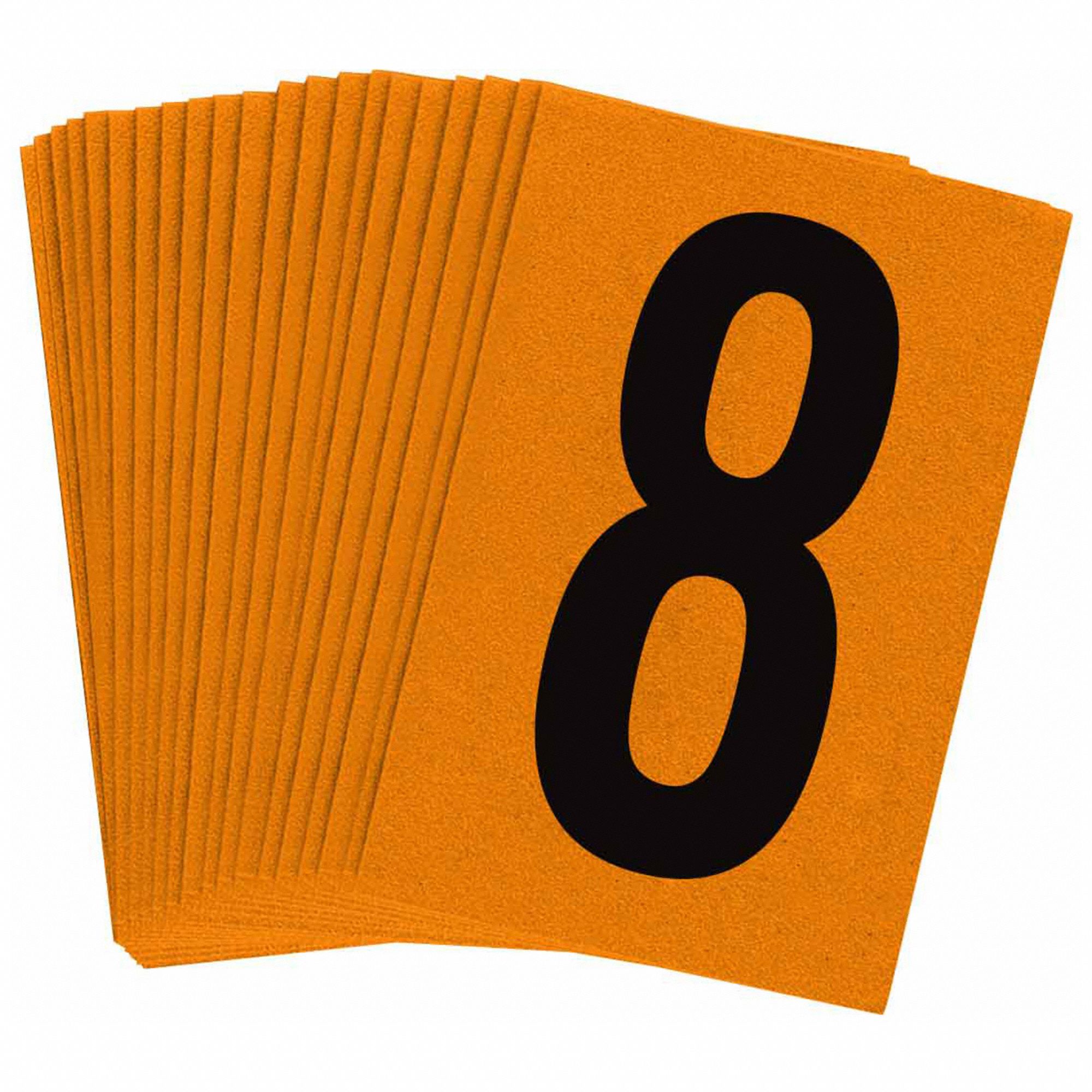 Number Label: 1 in Character Ht, Indoor/Outdoor, Engineer-Grade Retroreflective, Black, 8, 25 PK