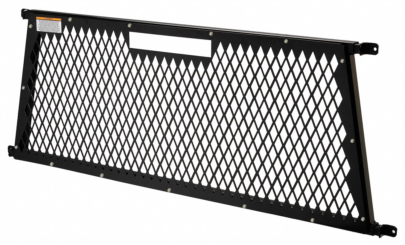 Truck Cab Screen, Black, Steel - Grainger