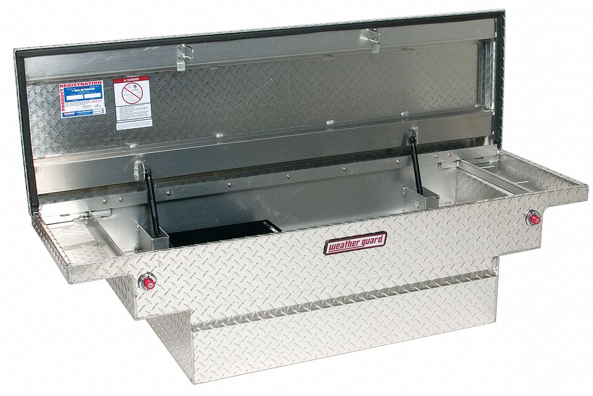WEATHER GUARD Aluminum Diamond Plate Crossover Truck Box, Silver, Single, 8.7 cu. ft.   Truck Boxes   14V898|131 0 01