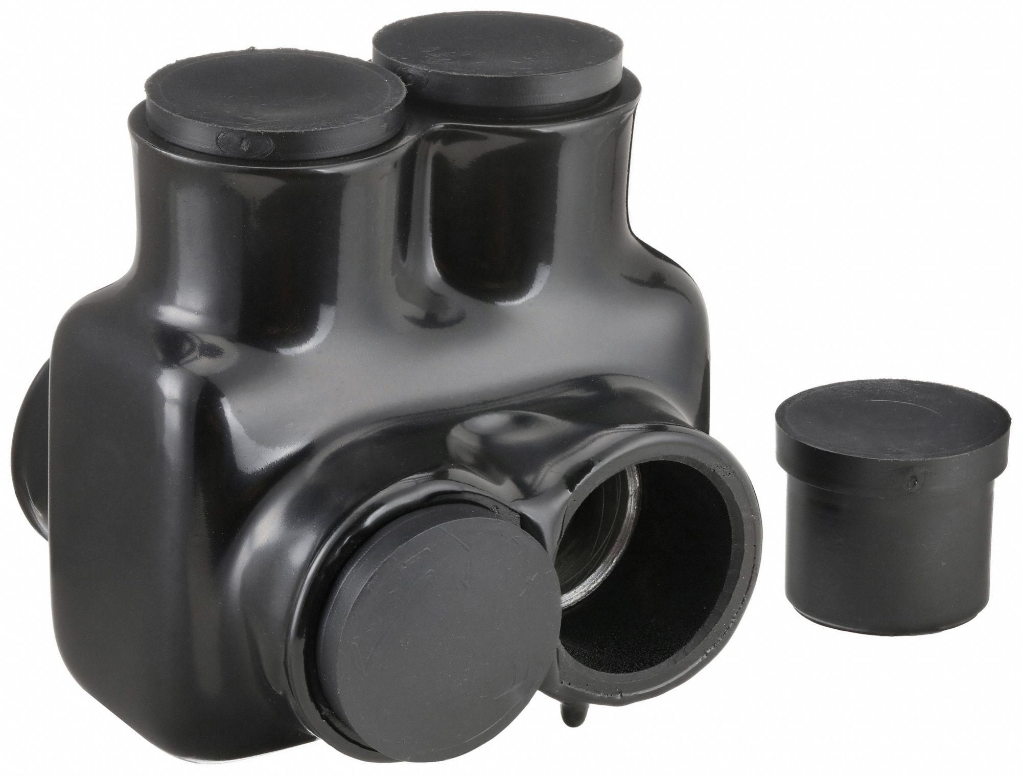 Multitap Connector: 2 Port, Double-Sided Entry, 4 AWG – 500 kcmil Wire Size, Black