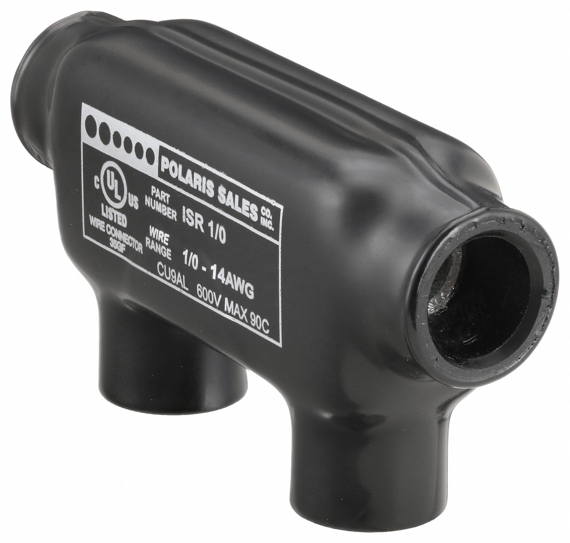 Multitap Connector: 2 Port, In Line, 14 AWG – 1/0 AWG Wire Size, Black, Plastisol Insulation