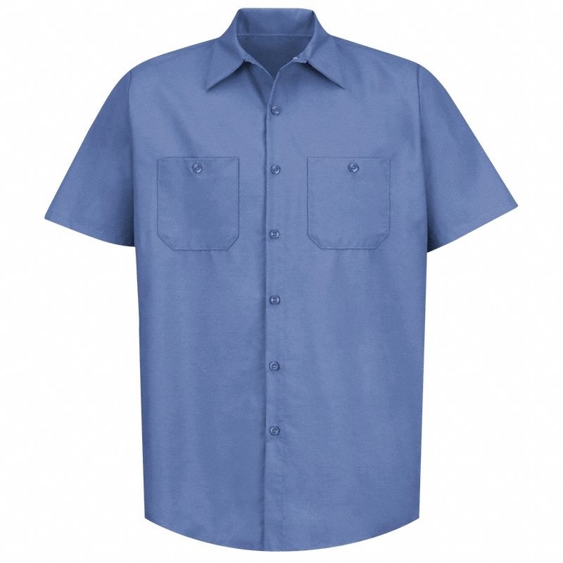 Mens Ss Petrol Blue Work Shirt, 3XL: Men's, Short Sleeve, Tall, 19 1/2 in Neck Size