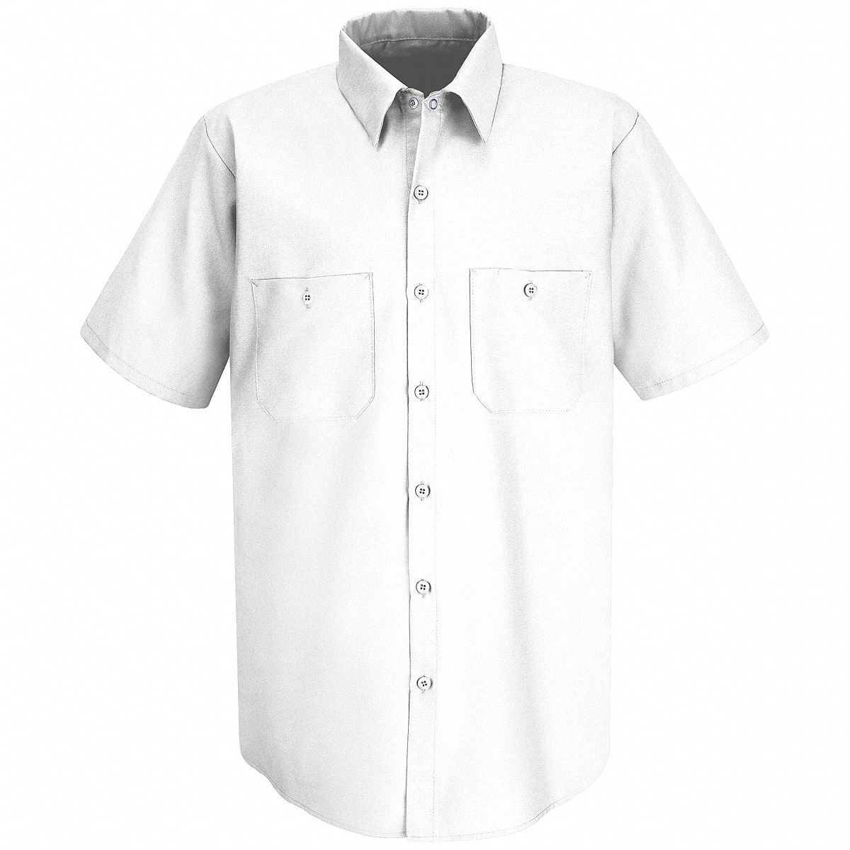 RED KAP Short Sleeve Work Shirt: Men's, L, White, Tall, Work Shirt, Short,  Cotton/Polyester, Buttons