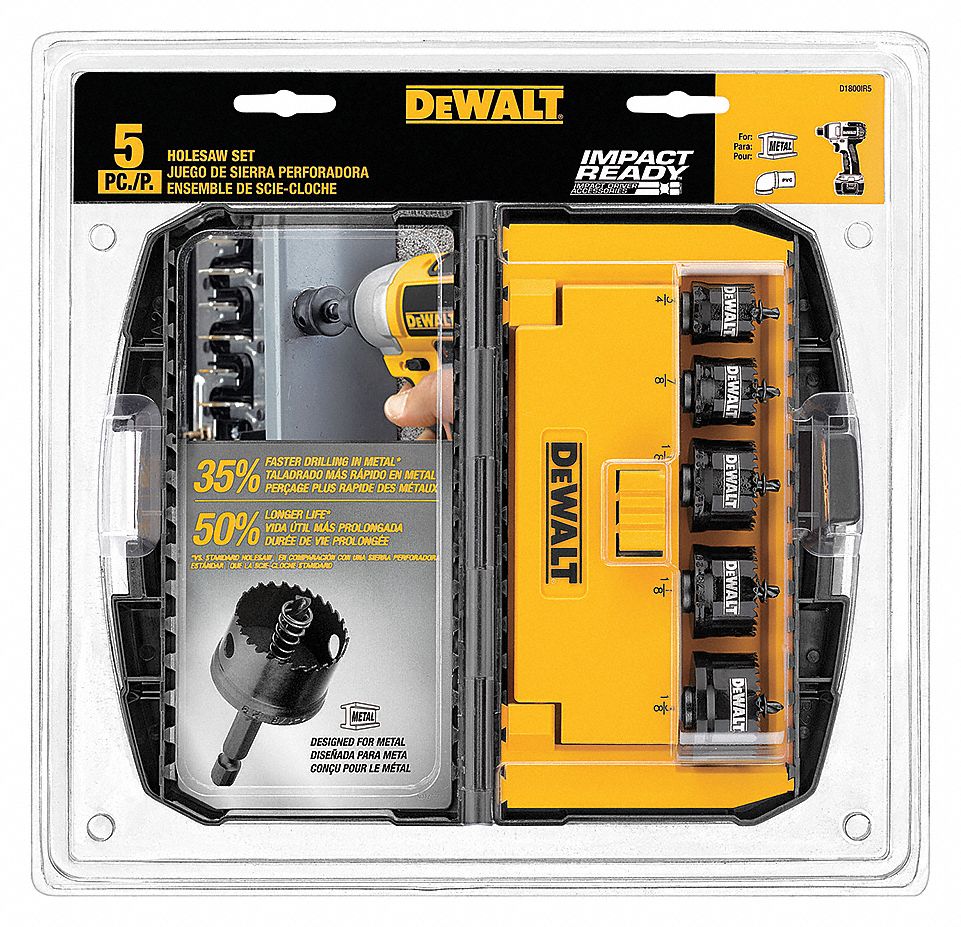 DeWALT D1800IR5 Pcs Bi metal IMPACT READY Hole Saw Set 59 OFF