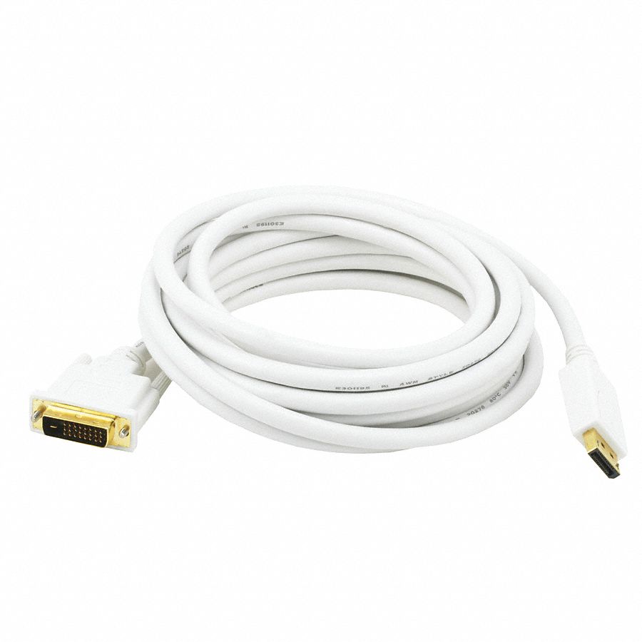 MONOPRICE White Cable Adapter, DisplayPort, DVI Cable, 15 ft Length