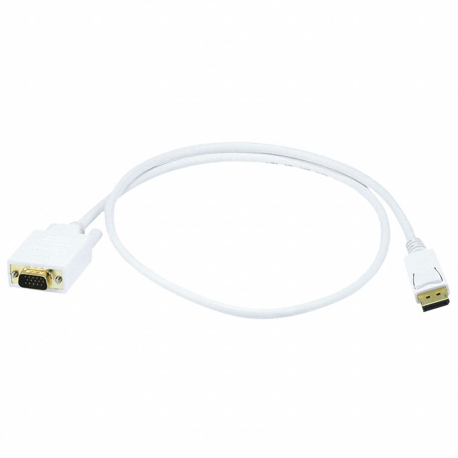 MONOPRICE White Cable Adapter, DisplayPort, VGA Cable, 3 ft Length