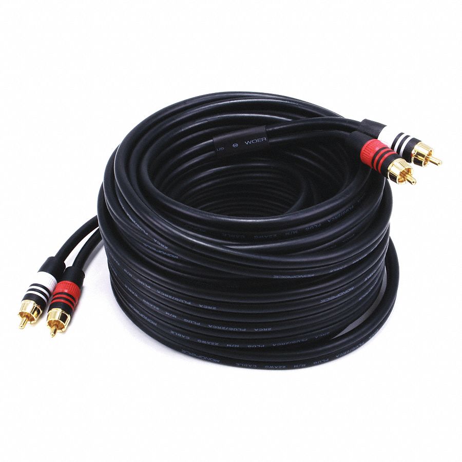 3.5 MM Stereo Male to Two RCA Male Cable 50 ft - 22 AWG