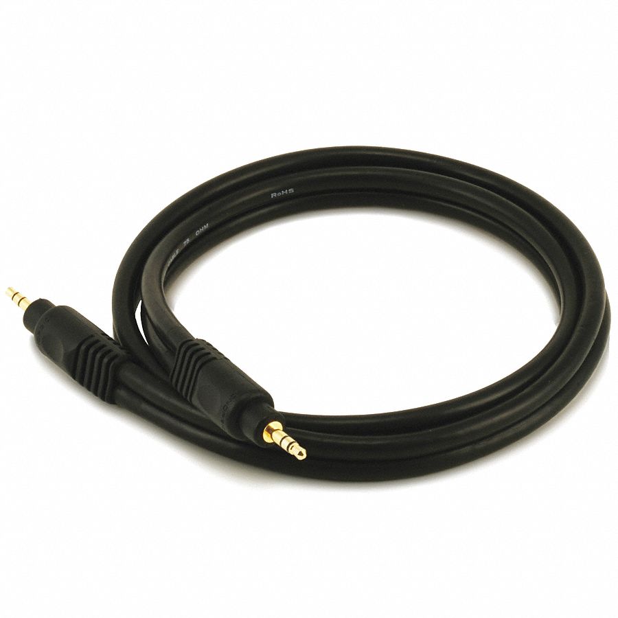 A/V CABLE, 3.5MM M/M CABLE, BLACK,3FT