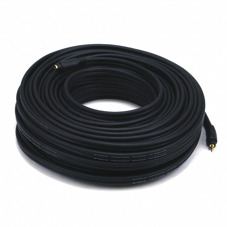 14X116 - A/V Cable 3.5mm M/F Ext Cble Blk 100ft