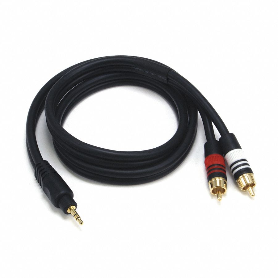 A/V CABLE, 3.5MM(M)/2 RCA(M),3FT