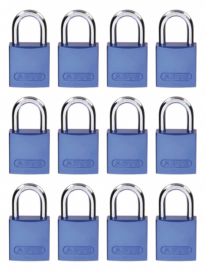 Lockout Padlock, KA, Blue, 1-1/2"H, PK12