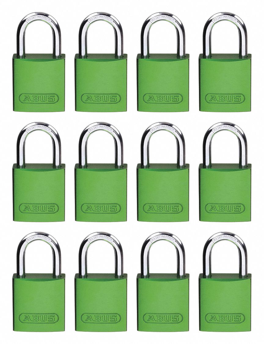 Lockout Padlock, KA, Green, 1-1/2"H, PK12