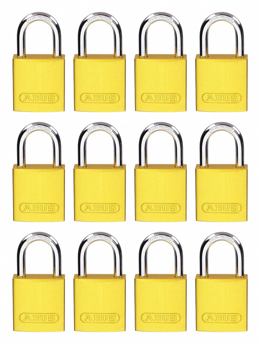 Lockout Padlock, KA, Yellow, 1-1/2"H, PK12