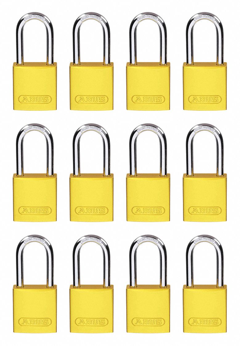 Lockout Padlock, KA, Yellow, 1-1/2"H, PK12