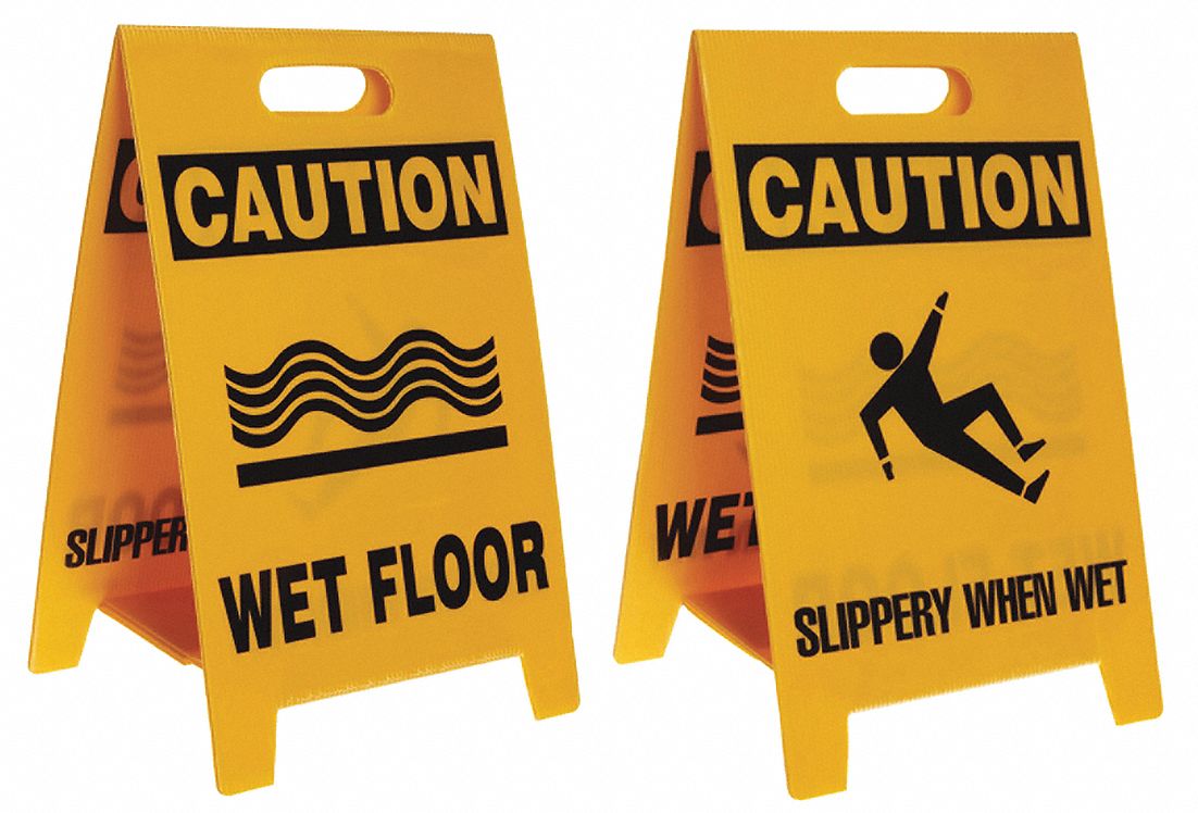 REVERSIBLE FLOOR STAND, PLASTIC, 12 IN WIDTH, 20 IN HEIGHT, YELLOW