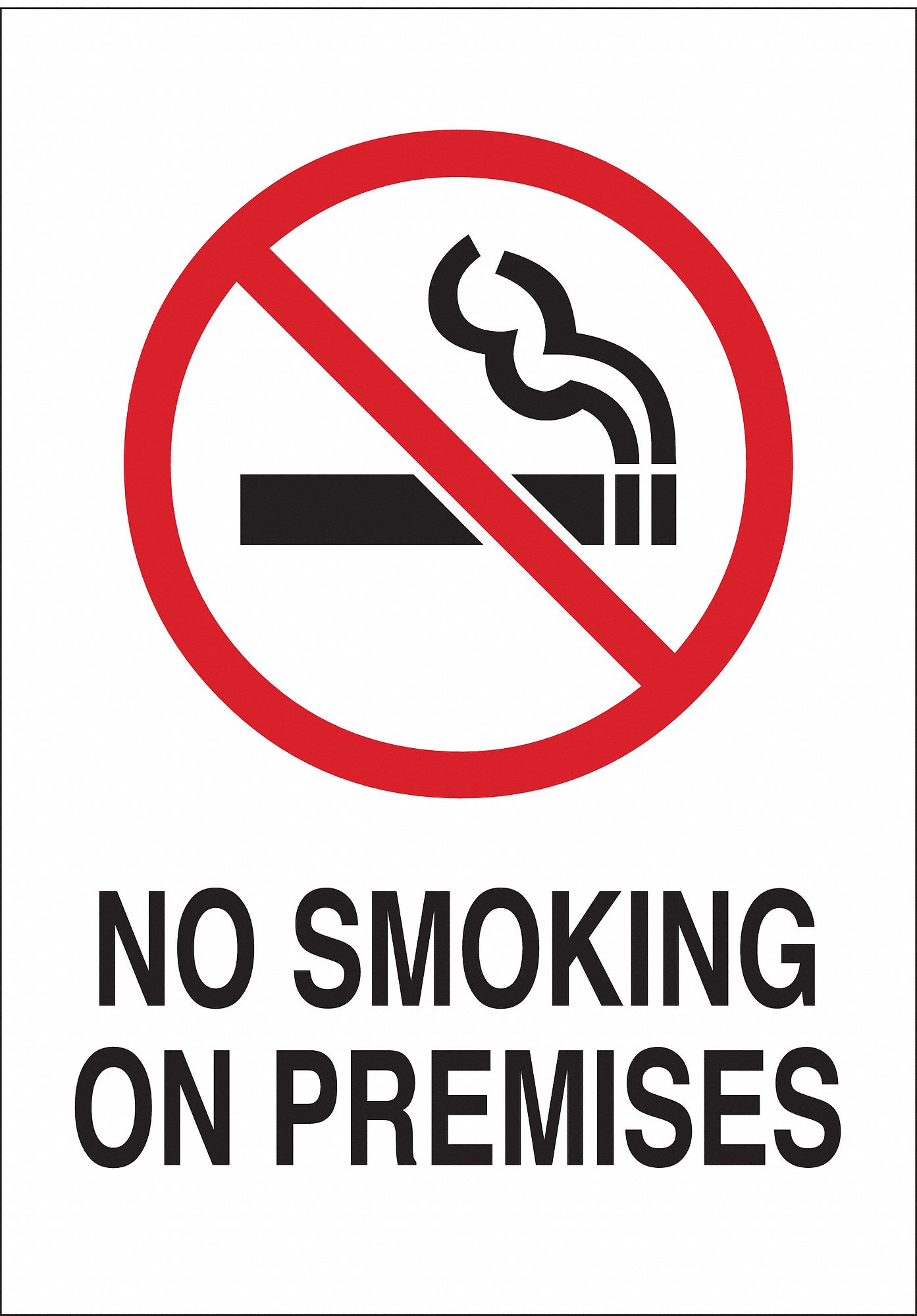 No Smoking Sign, 10x7, Wht/Blk/Red