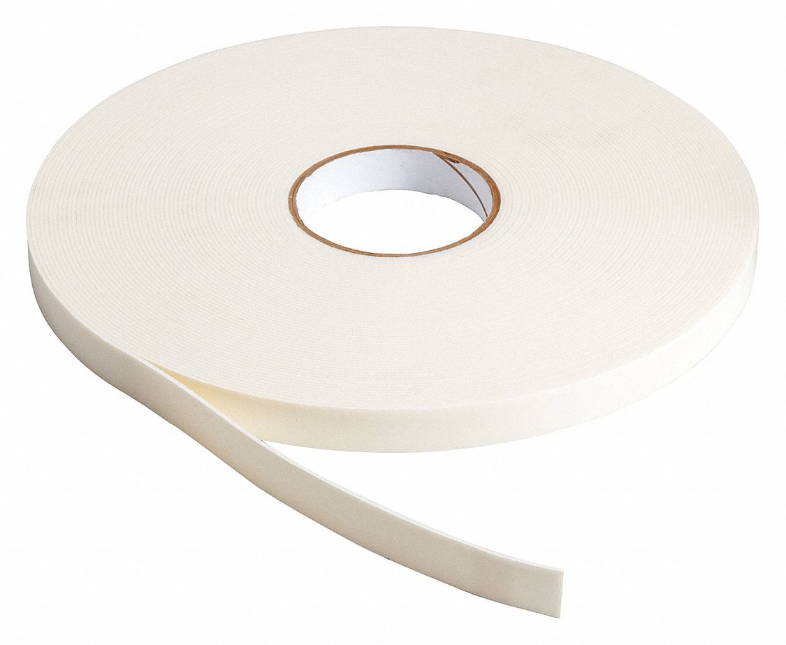 DOUBLE-SIDED FOAM TAPE, WHITE, ¾ IN X 36 YD, 1/16 IN THICK, RUBBER, INDOOR/OUTDOOR