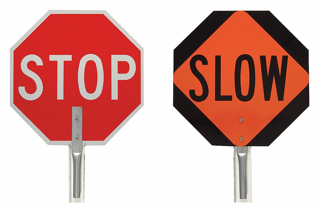 PALETTE DE CONTRÔLE DE LA CIRCULATION, PANNEAU STOP/SLOW, 18X18PO