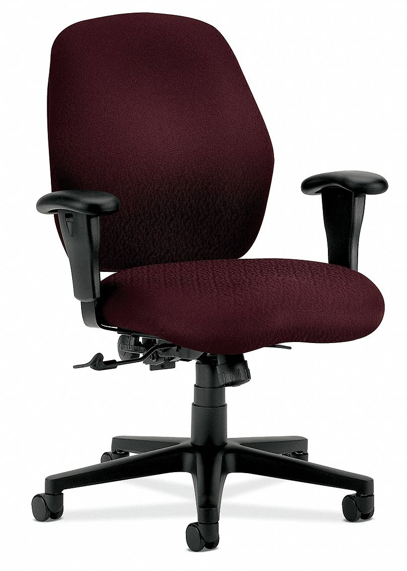 Hon Wine Fabric Desk Chair 23 1 4 Back Height Arm Style