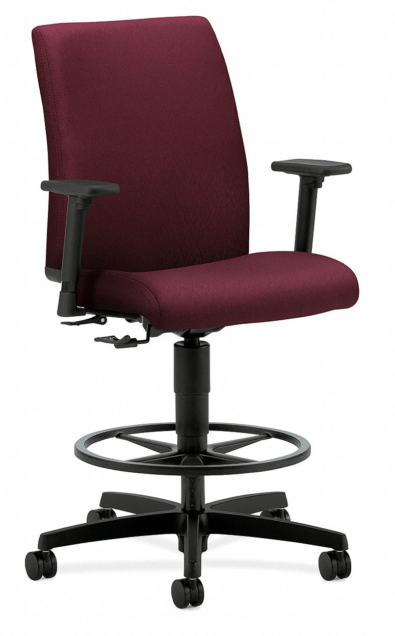 Task Chair, Task Chair, Red, Fabric, 24 in to 33 in Nominal Seat Height ...