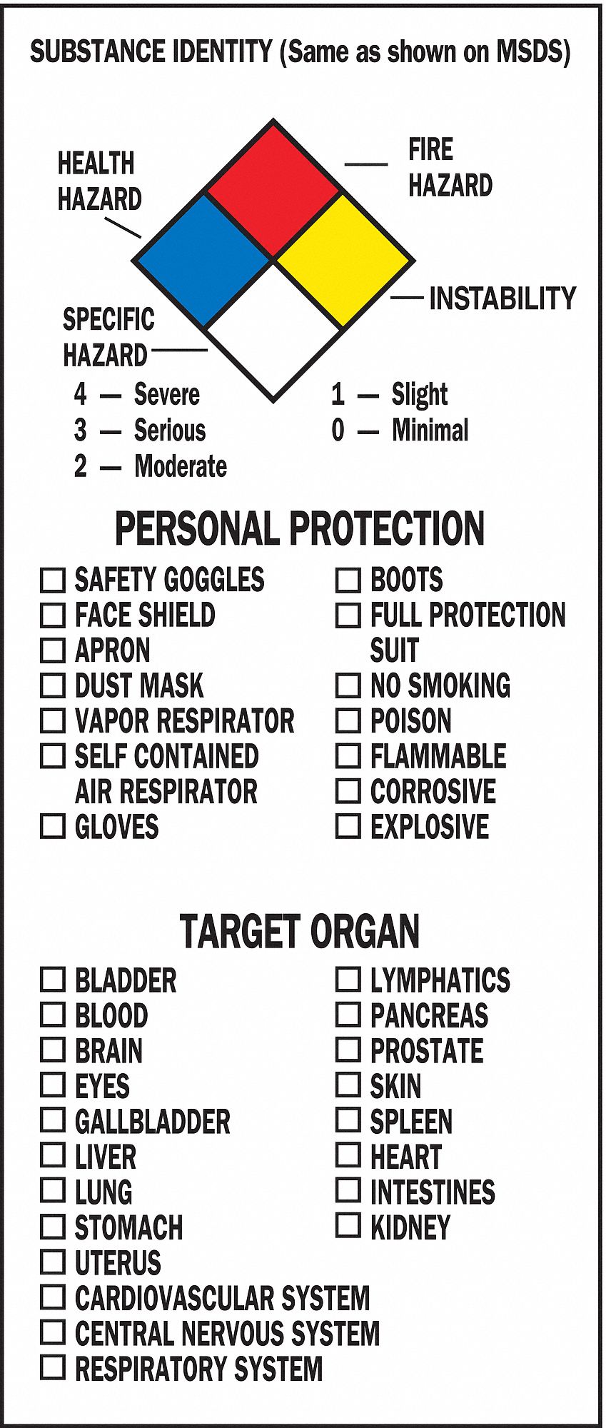 BRADY WHMIS PAPER TARGET ORGAN LABELS - Right-To-Understand Labels ...