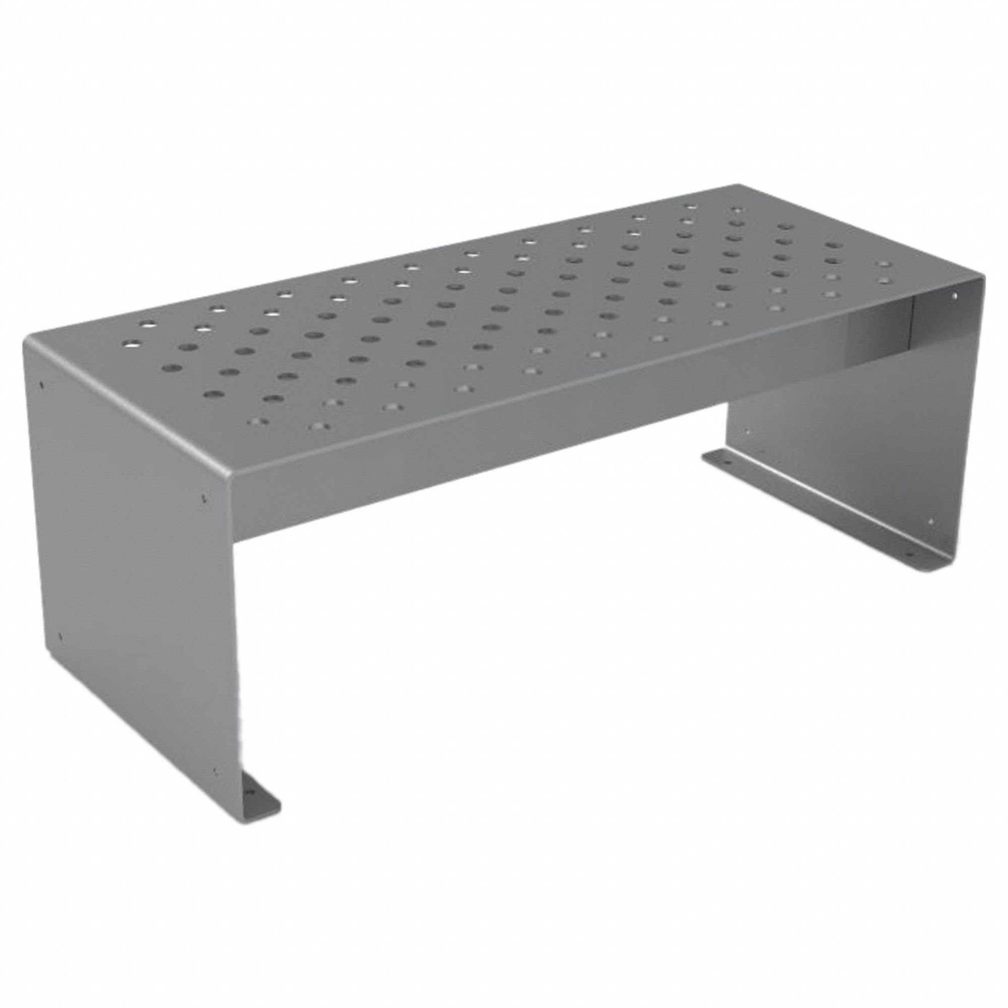 Outdoor Bench: Pasadena, 48 in Overall Lg, 18 in Overall Ht, Silver, Silver, Dot Surface