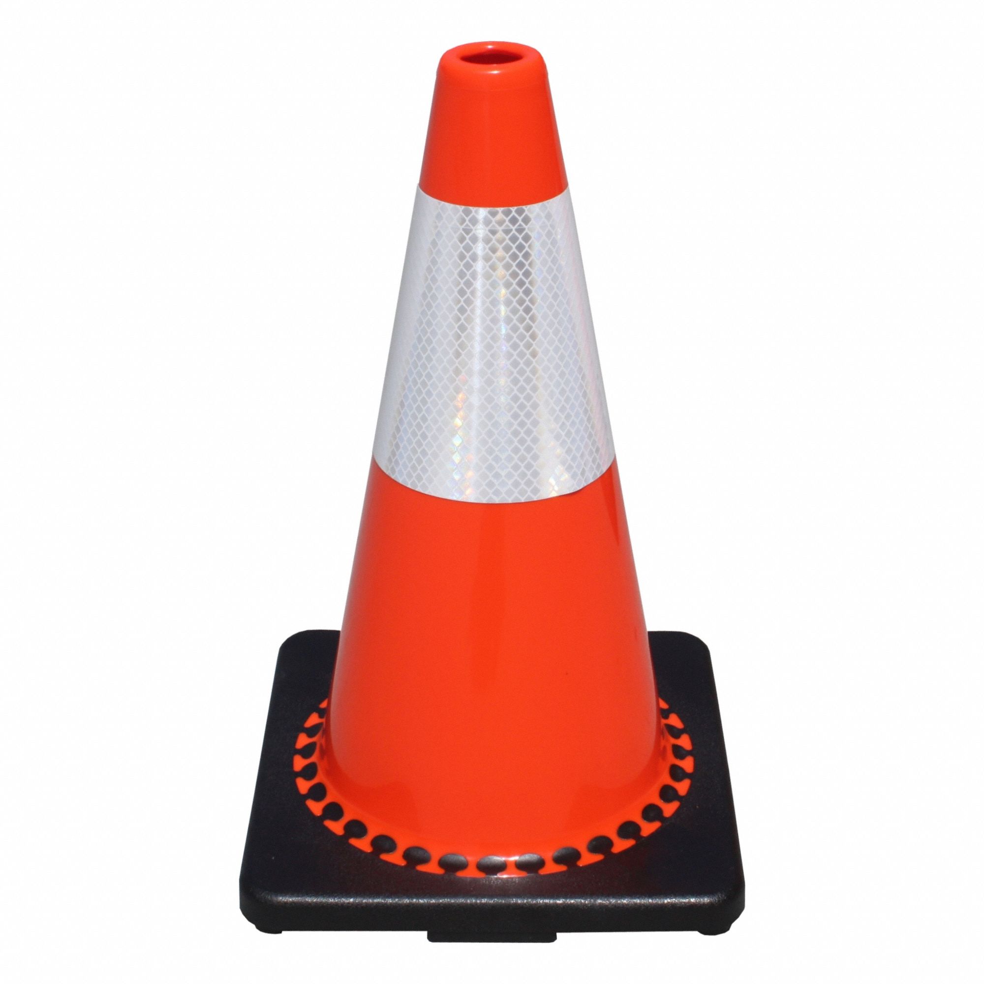 Traffic Cone: Day or Low Speed Roadway (40 MPH or Less), Reflective, 18 in Cone Ht, Orange, Std Cone