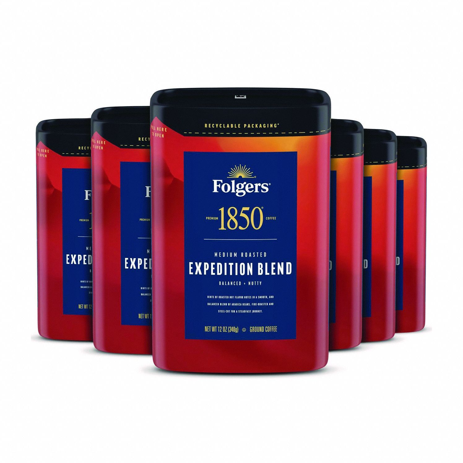 Coffee: Roasted Nut, Canister Beverage Pack, Medium, Caffeinated, Ground, 12 oz Pack Wt