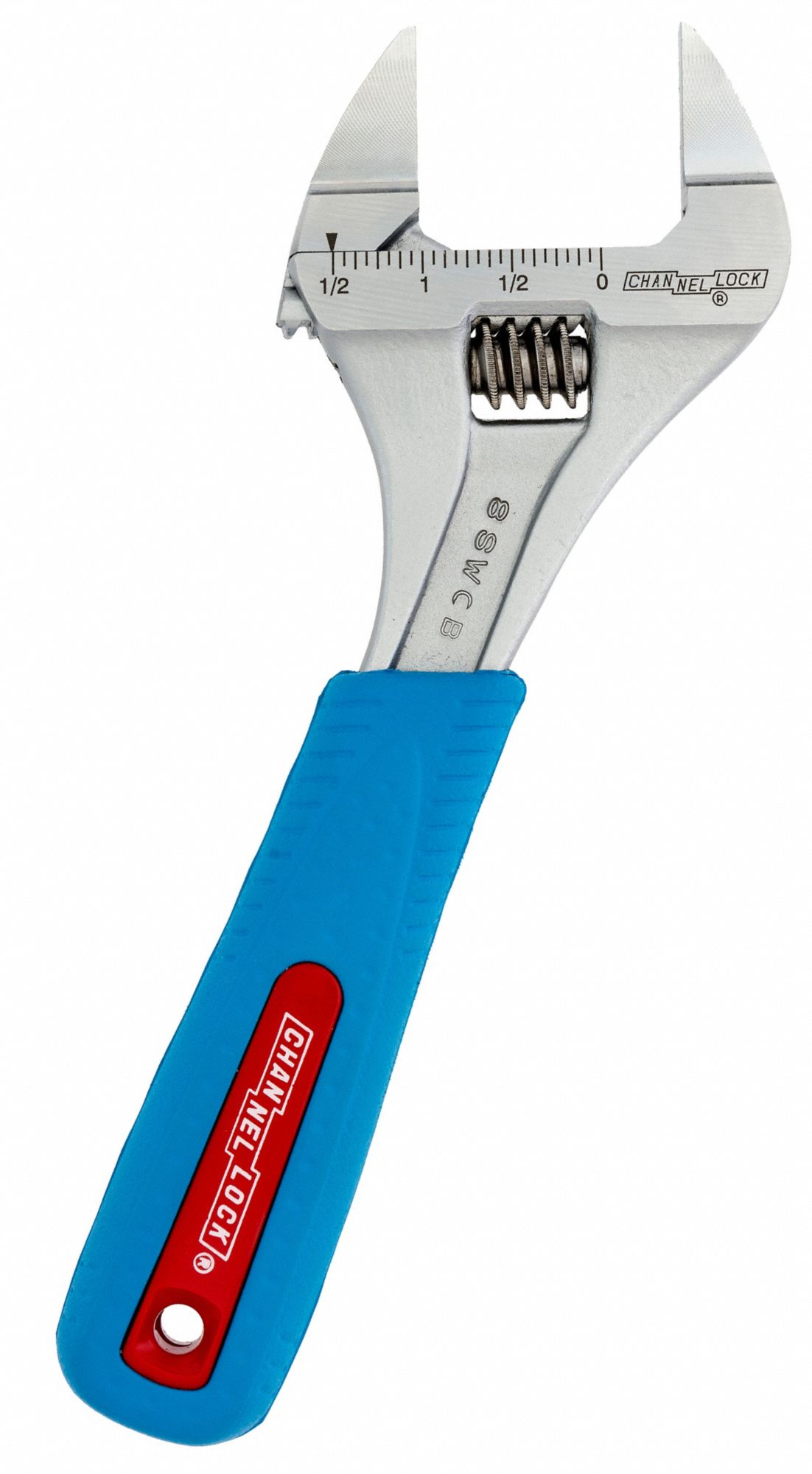 CHANNELLOCK Adjustable Wrench, Chrome, 8 in, Jaw Capacity 1 1/2 in
