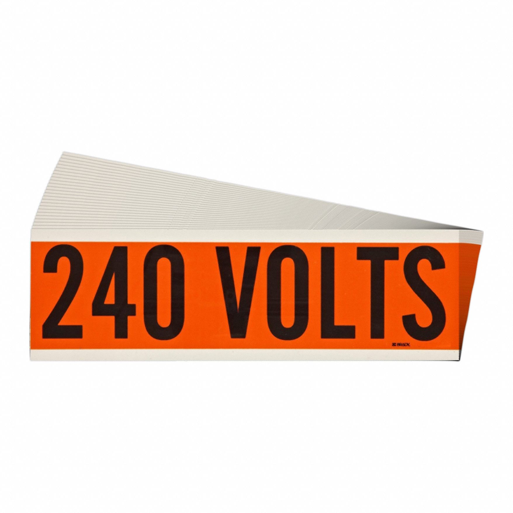 Conduit & Voltage Signs & Labels: 9 in Label Wd, 2 1/4 in Label Ht, 240 Volts, A Label, 25 PK