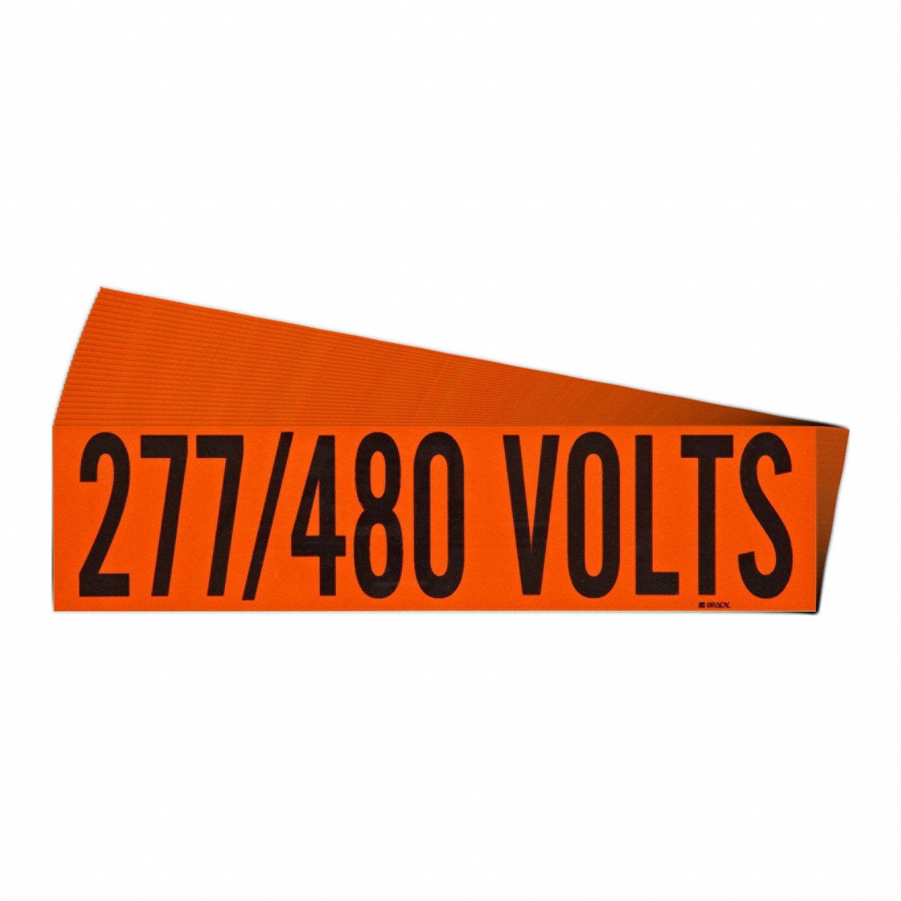 Conduit & Voltage Signs & Labels: 9 in Label Wd, 2 1/4 in Label Ht, 277/480 Volts, 25 PK