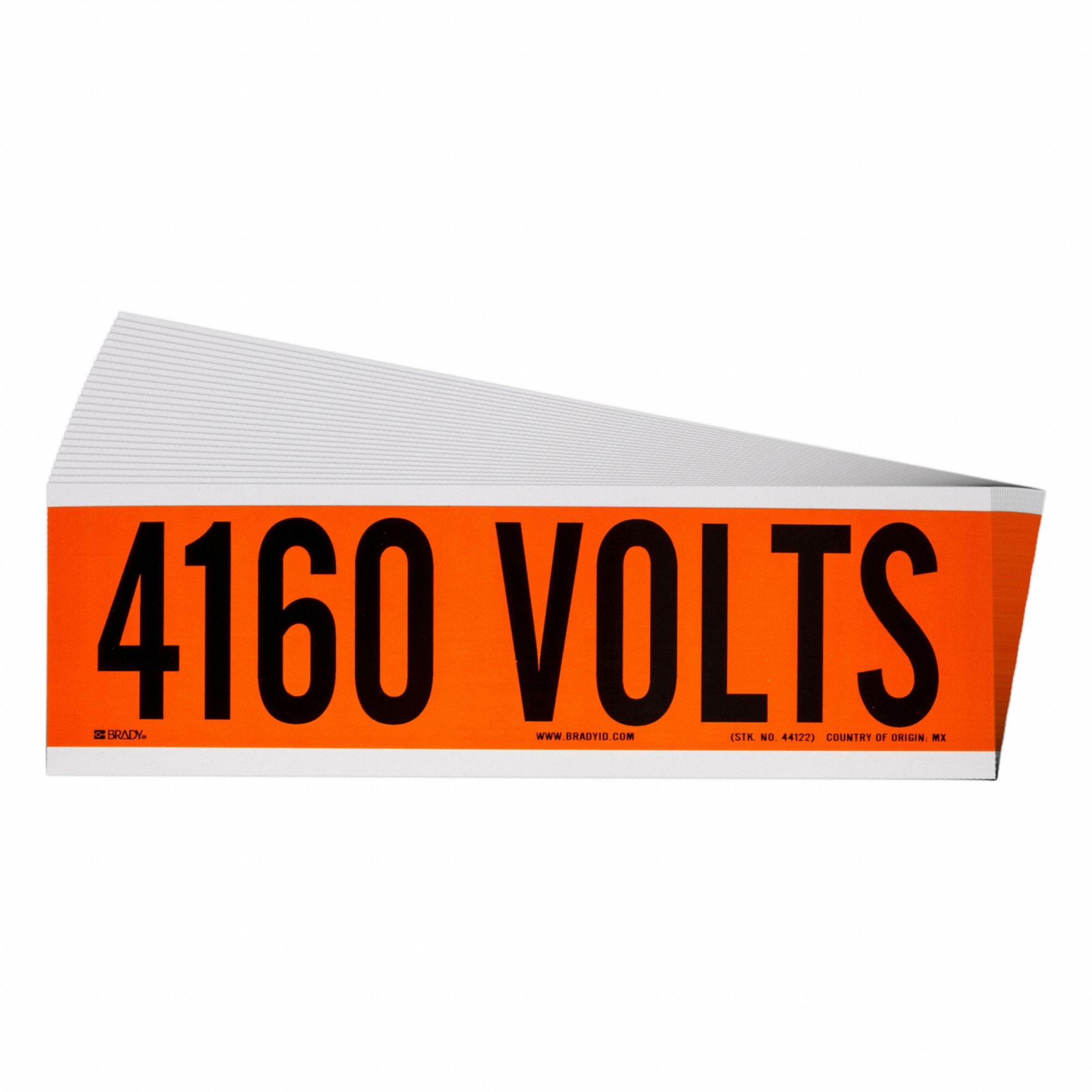 Conduit & Voltage Signs & Labels: 9 in Label Wd, 2 1/4 in Label Ht, 4160 Volts, A Label, 25 PK